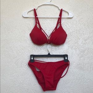 Red push up bikini